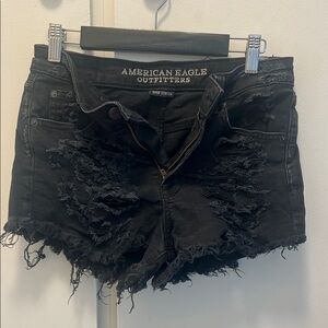 American Eagle Outfitters Black Distressed Jean Shorts